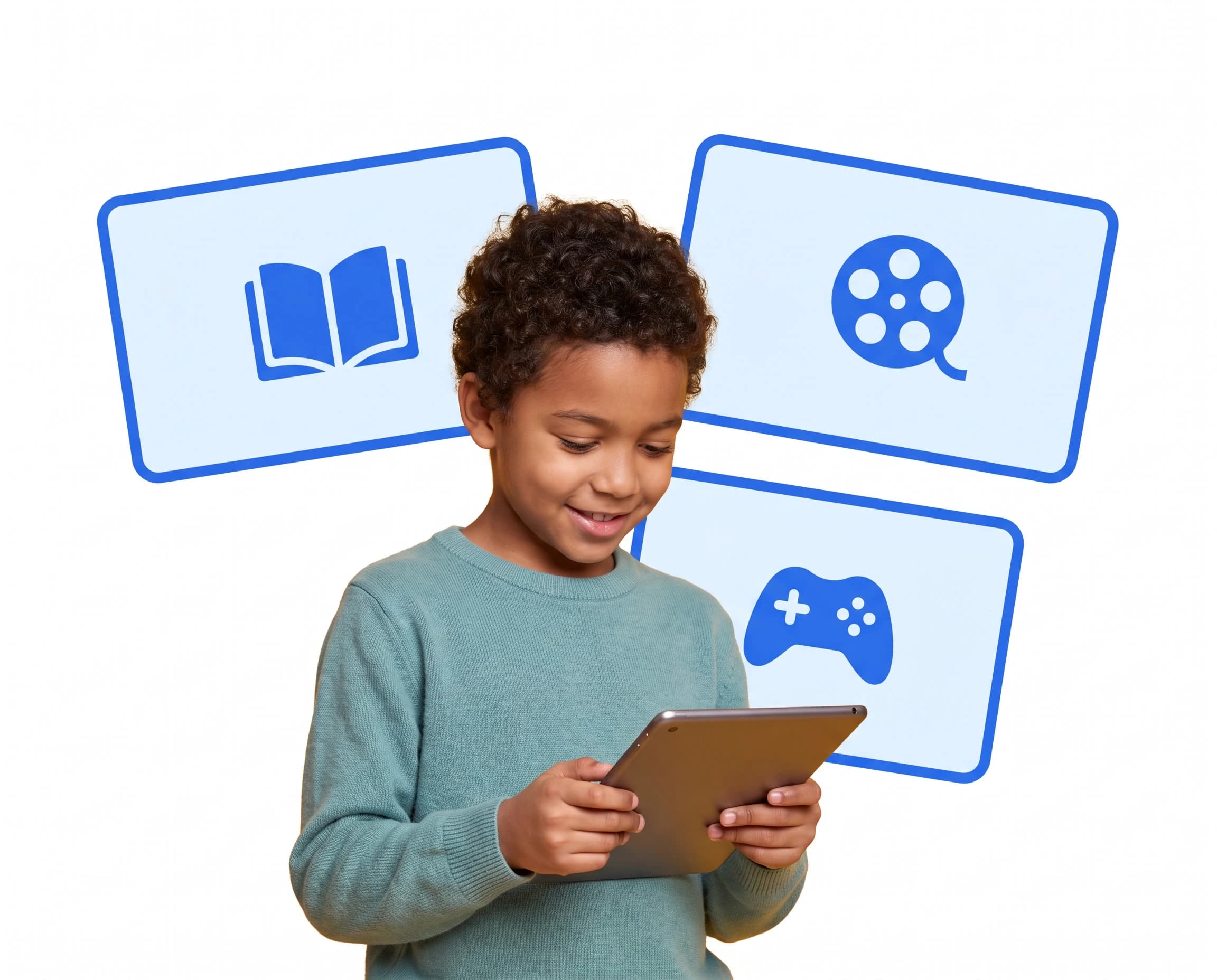 A child exploring on a tablet