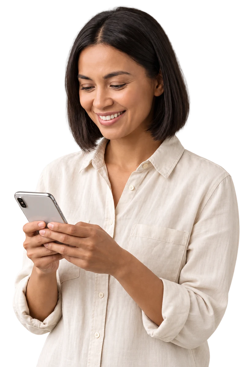 A mother checking her phone